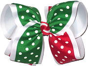 MEGA Red and Green Polka Dot Christmas Bow
